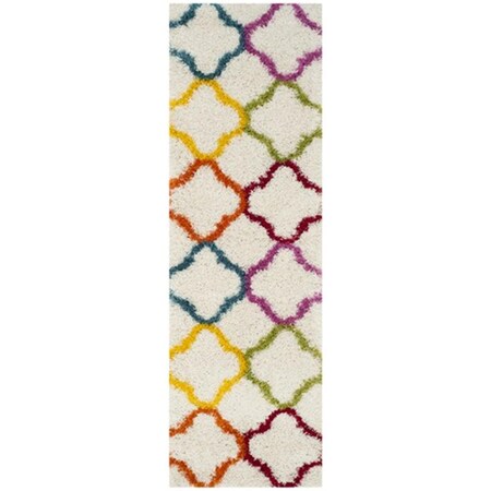 Safavieh Kids Shag Power Loomed Runner Rug- Ivory - Multi- 2 ft. 3 in. x 7 ft. SGK563A-27